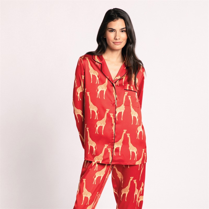 Chelsea Peers Womens Button Up Pyjama Set Red