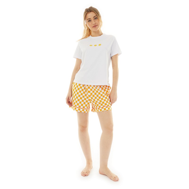 Chelsea Peers Womens T-Shirt And Shorts Pyjama Set Yellow