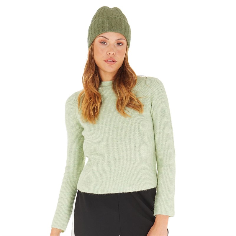 Pieces Womens Jeslin Wool Beanie Deep Lichen Green