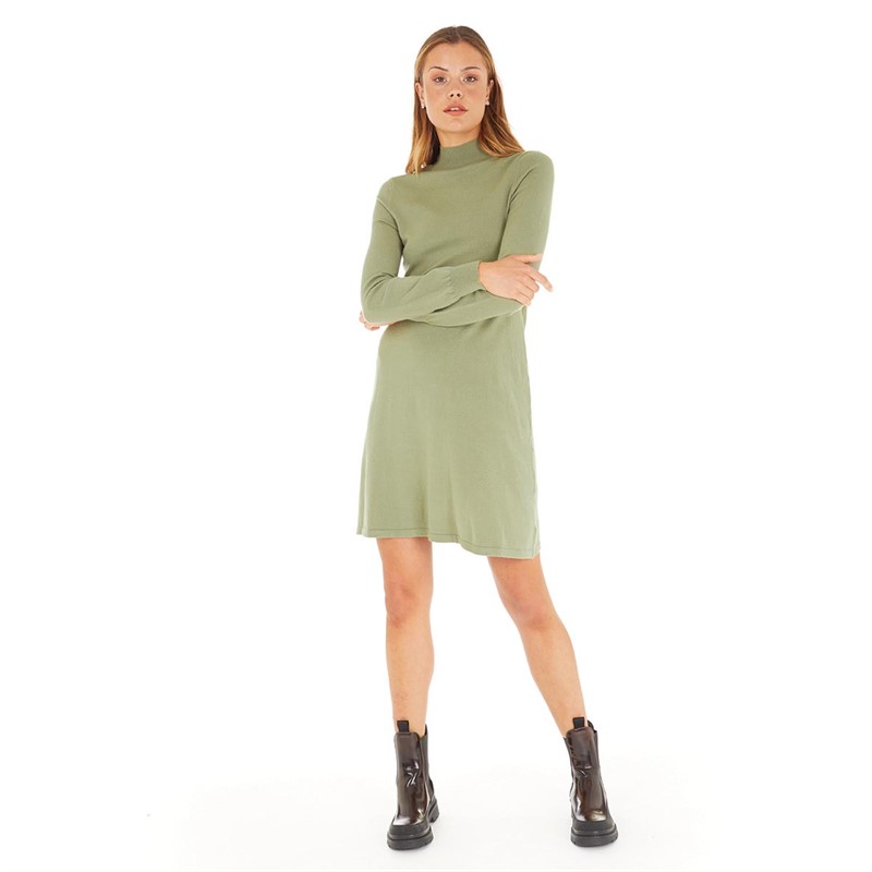 Pieces Womens Jalina Knitted Dress Deep Lichen Green