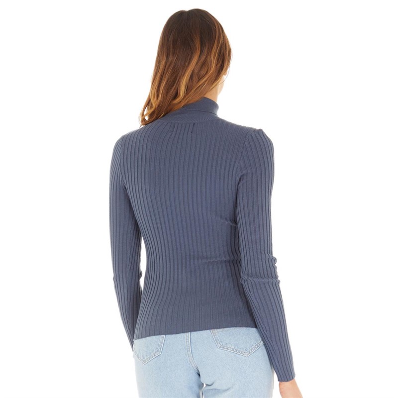 Pieces Womens Crista Roll Neck Top Ombre Blue