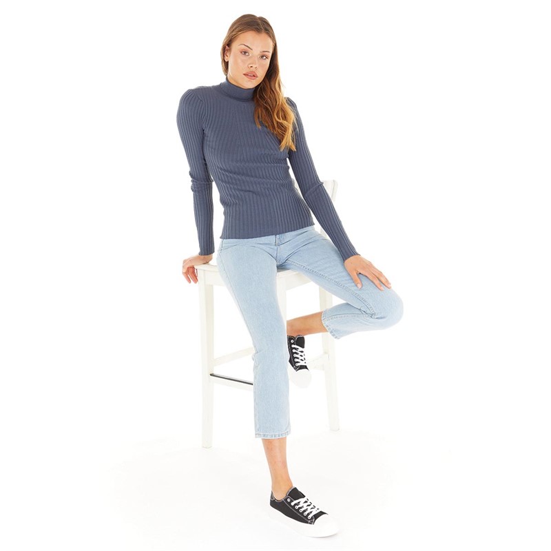 Pieces Womens Crista Roll Neck Top Ombre Blue