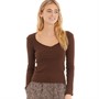 Pieces Womens Nura Long Sleeve Button Top Chicory Coffee