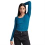 Pieces Womens Kitte Long Sleeve Top Deep Lagoon