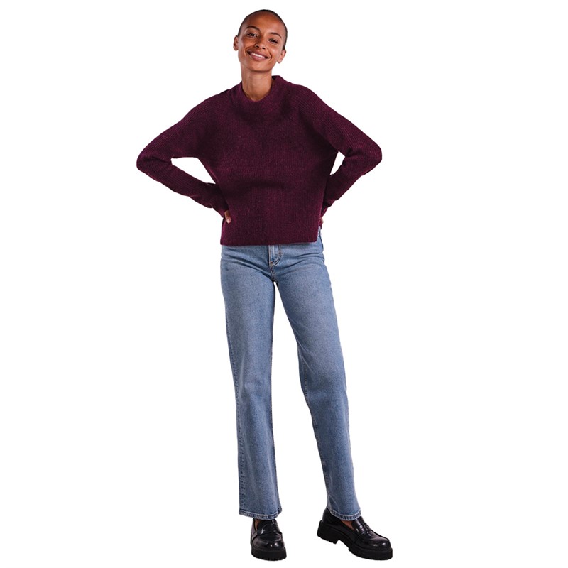 Pieces Womens Ellen Long Sleeve Jumper Grape Wine