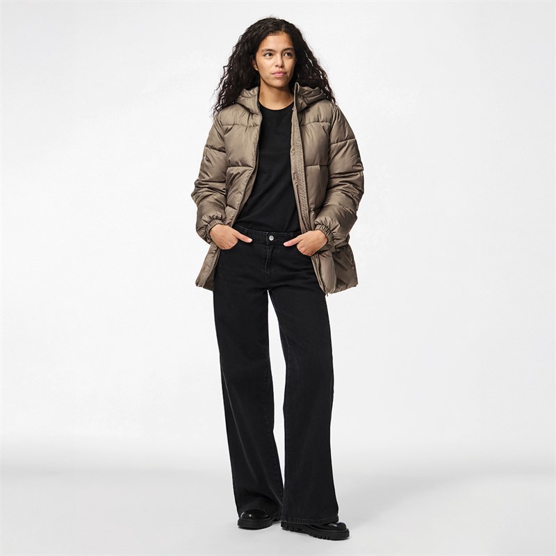 Pieces Damen Maddie Pufferjacke Braun