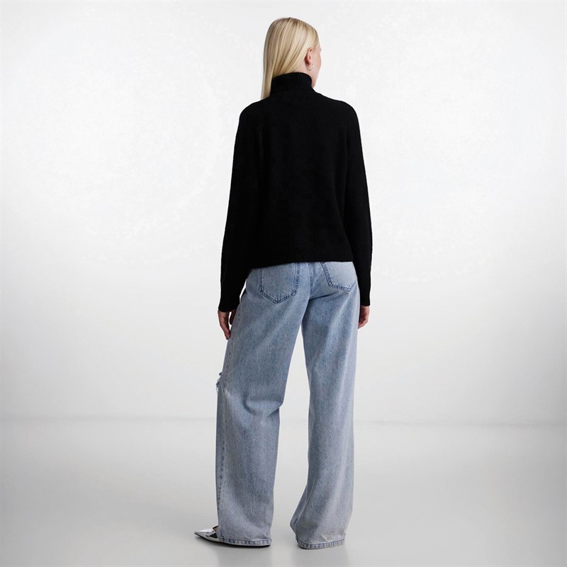 Pieces Womens Juliana Roll Neck Knitted Jumper Black