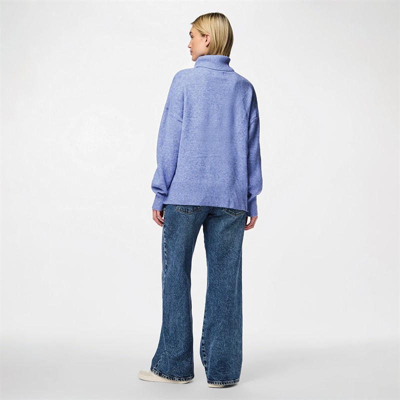 Pieces Womens Malou Roll Neck Jumper Hydrangea