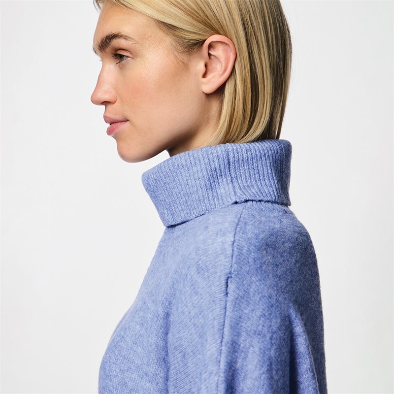 Pieces Womens Malou Roll Neck Jumper Hydrangea