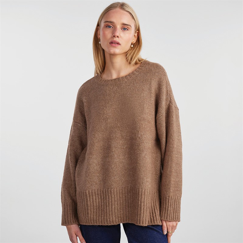 Pieces Womens Nancy Knit Jumper Fossil - Size XXL