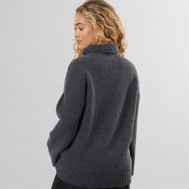 Pieces Womens Nancy Roll Neck Jumper Magnet