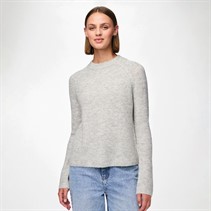 Pieces Womens Ellen Knitted Jumper Light Grey Melange