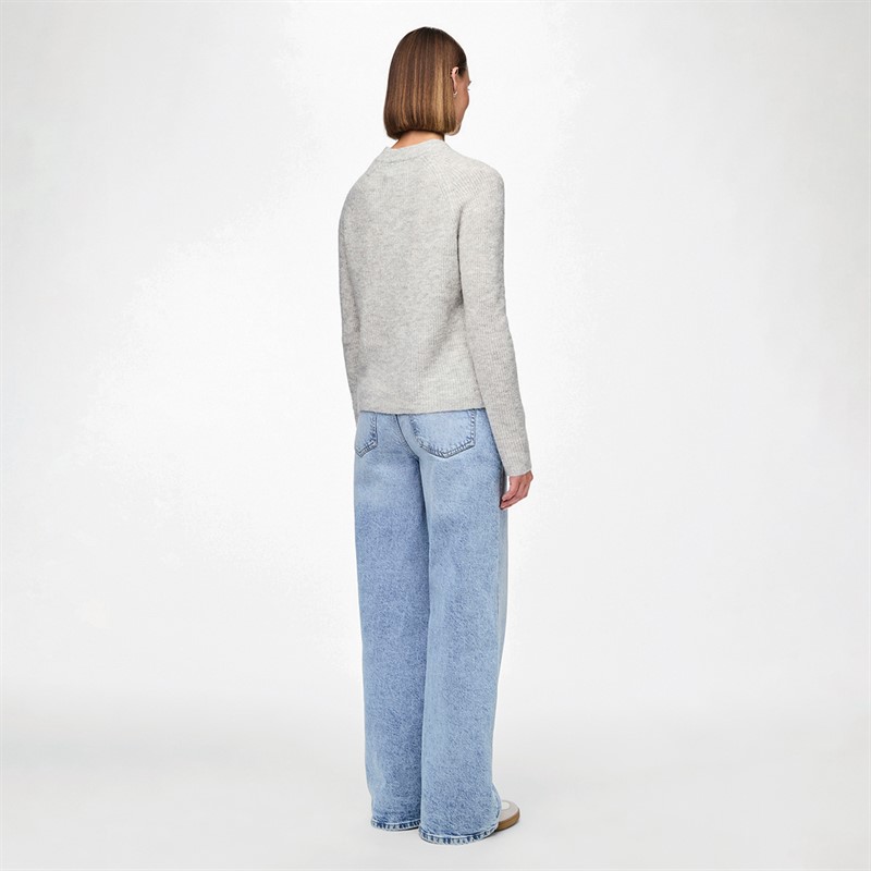 Pieces Womens Ellen Knitted Jumper Light Grey Melange