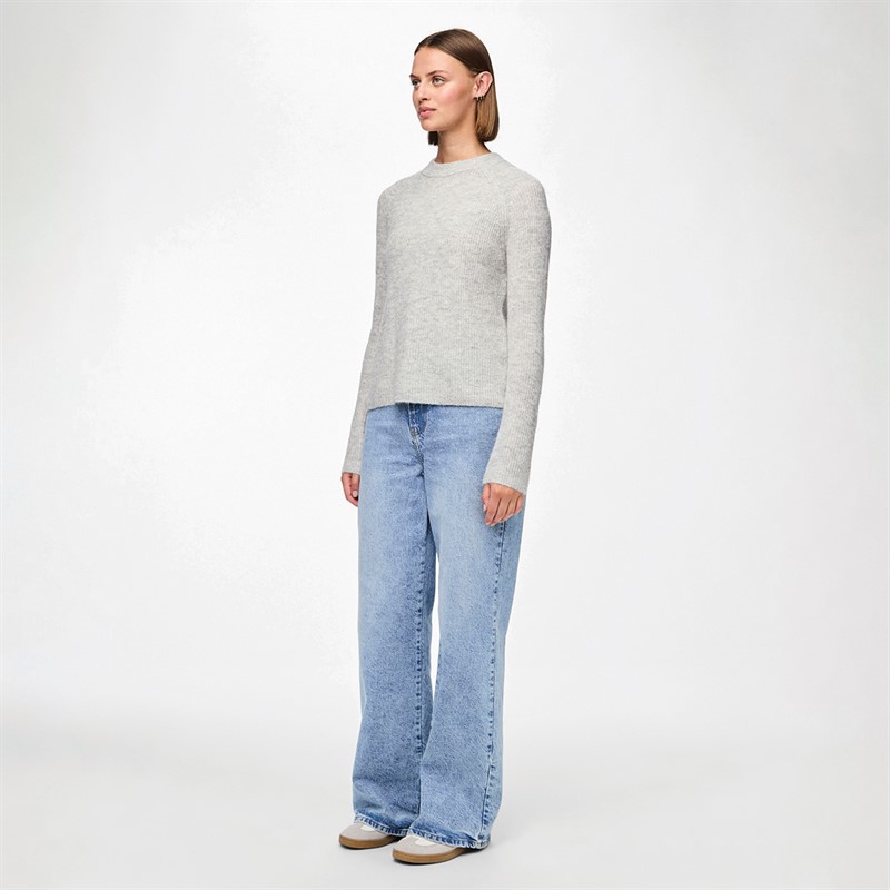 Pieces Womens Ellen Knitted Jumper Light Grey Melange