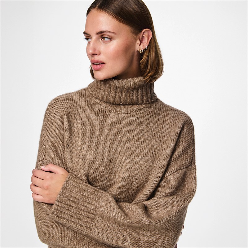 Pieces Womens Nancy Roll Neck Jumper Fossil