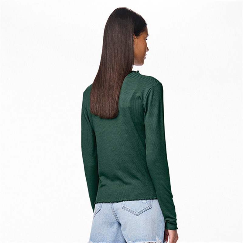 Pieces Womens Nicca Long Sleeve Top Trekking Green