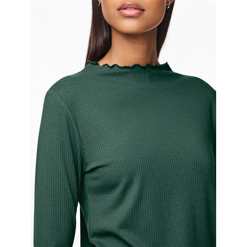 Pieces Womens Nicca Long Sleeve Top Trekking Green