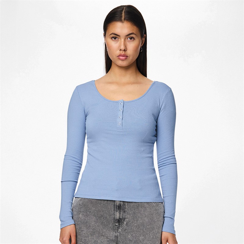 Pieces Damskie Kitte Topy Niebieski - Rozmiar S