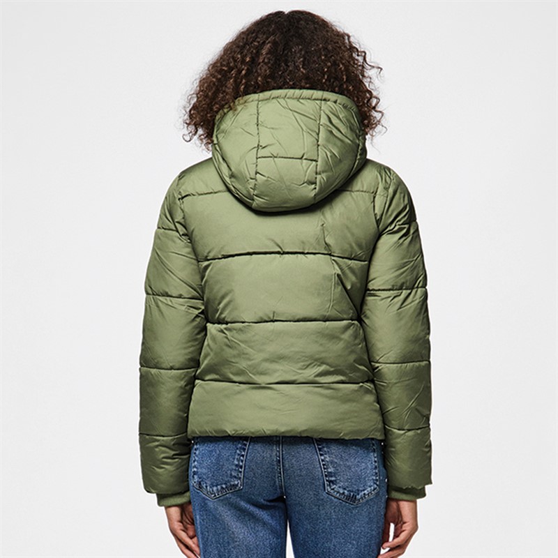 Pieces Womens Short Puffer Jacket Deep Lichen Green