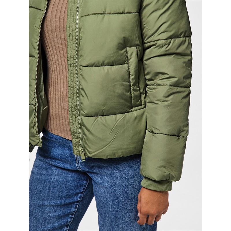 Pieces Womens Short Puffer Jacket Deep Lichen Green