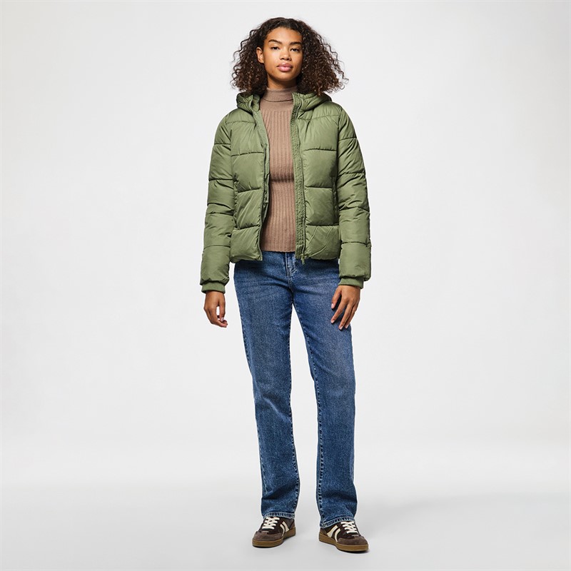 Pieces Womens Short Puffer Jacket Deep Lichen Green