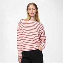 Pieces Damen Chili Striped Sweatshirts Ecru