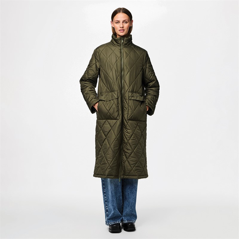 Pieces Womens Mailey Quilted Jacket Forest Night - Size M