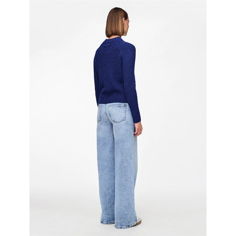 Pieces Damskie Ellen Swetry Niebieski