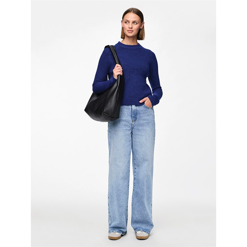 Pieces Damskie Ellen Swetry Niebieski