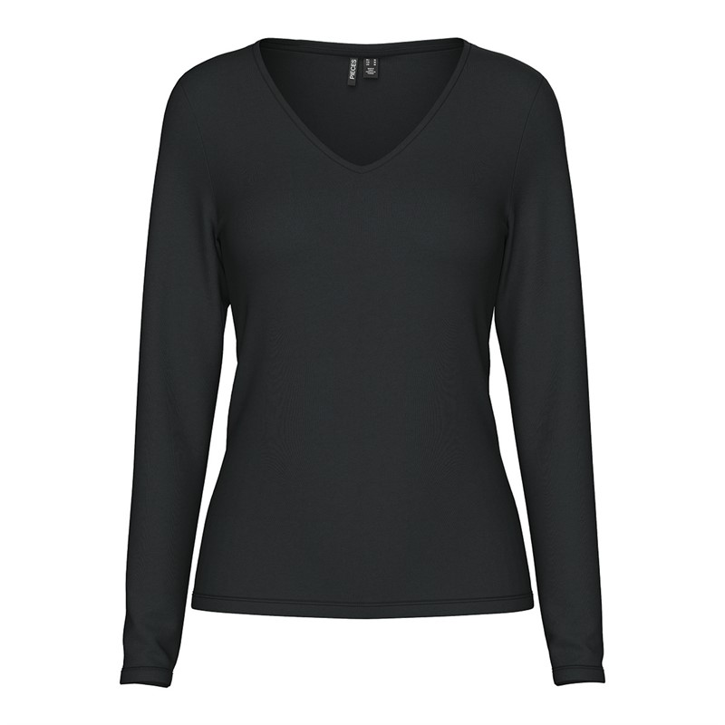 Pieces Damskie Billo Topy Czarny