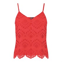 Pieces Damen Vilde Träger Top Mohnrot