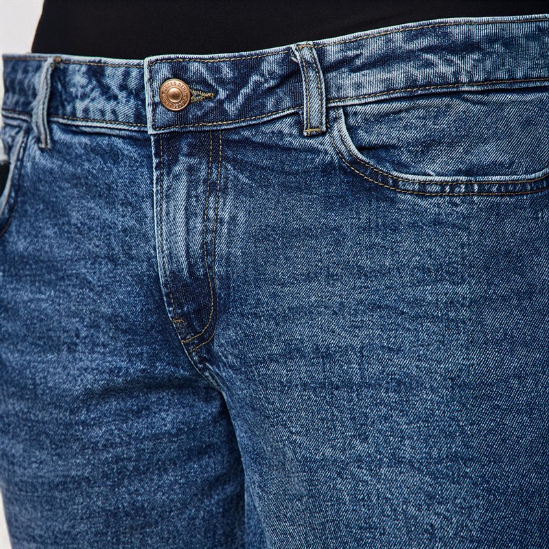 Pieces Damen Selma Weit Bein Jeans Medium Blue Denim