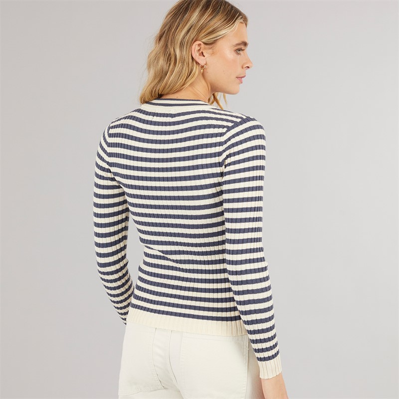 Pieces Damen Crista O Ausschnitt Gestrickter Pullover Ombre Blue