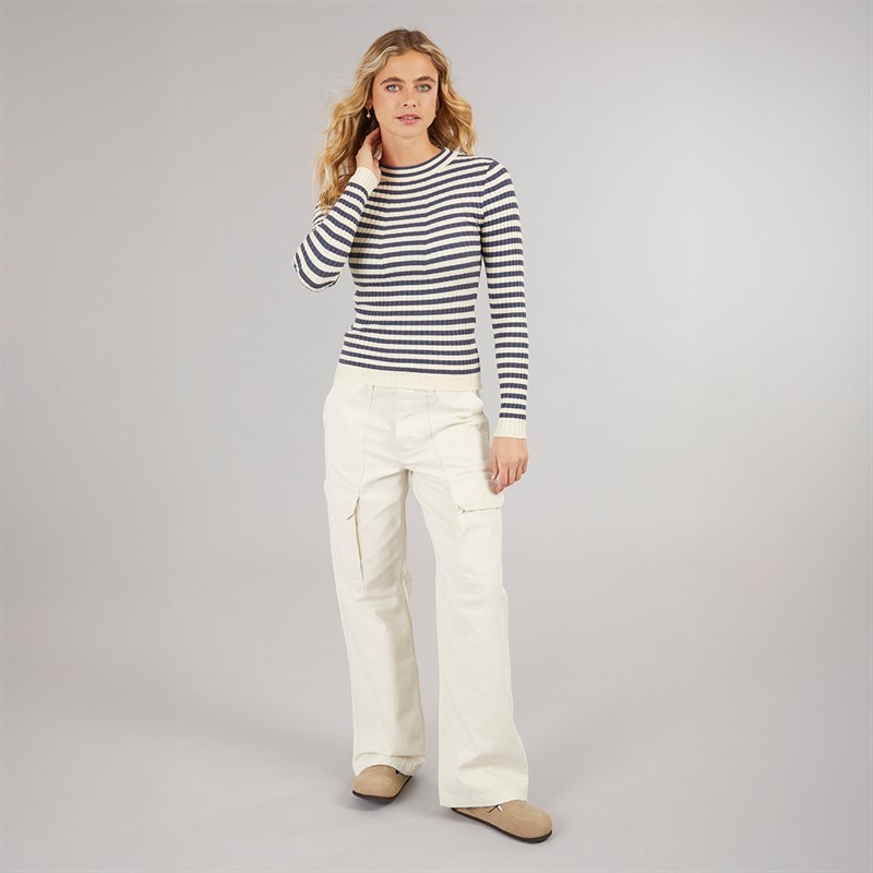 Pieces Damen Crista O Ausschnitt Gestrickter Pullover Ombre Blue