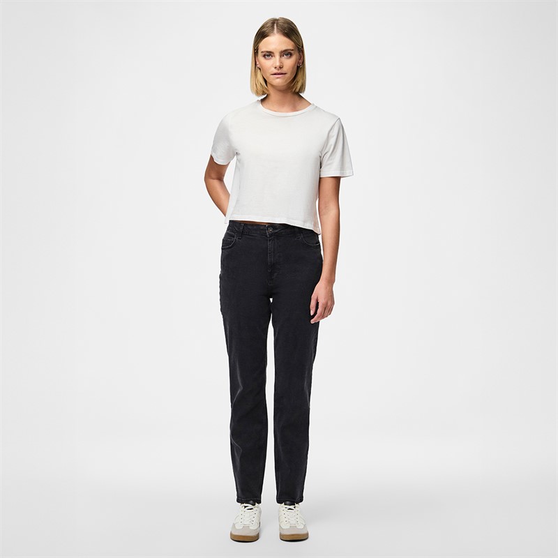 Pieces Damen Kesia Mom Jeans Black Denim