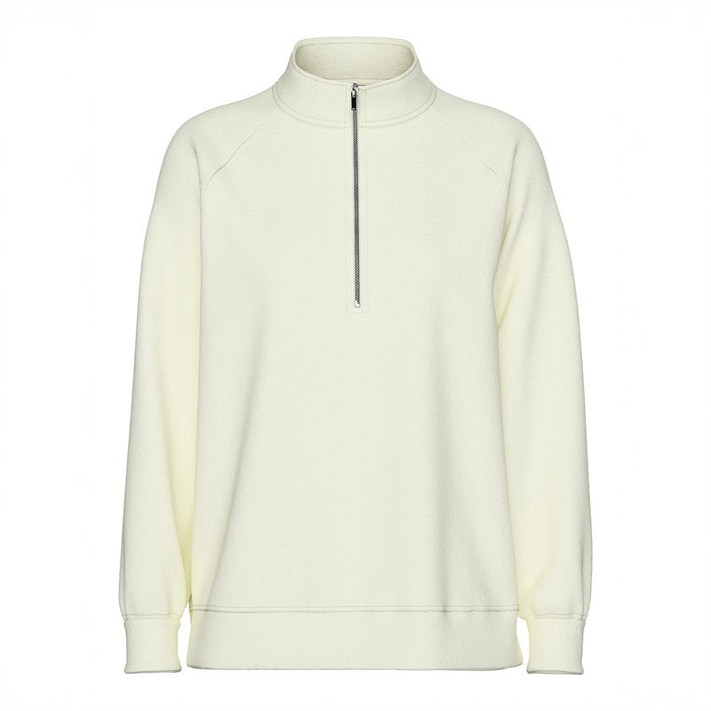 Pieces Damen Chilli Halb Reißverschluss Pullover White Pepper