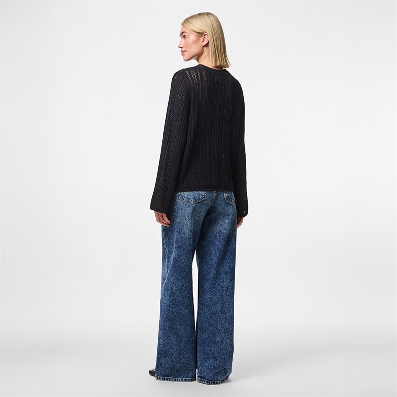 Pieces Mira dzianinowy top dla niej kolor Czarny