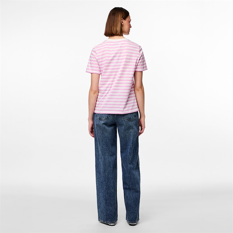 Pieces Damen Ria gestreiftes T Shirt Pastel Lavender