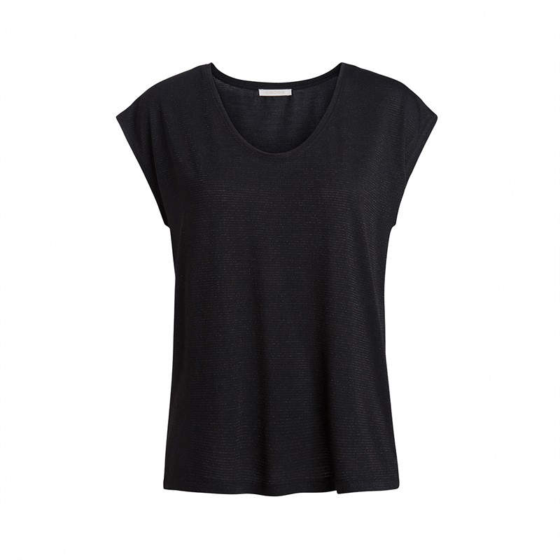 Pieces Damen Billo Lurex T Shirt Schwarz