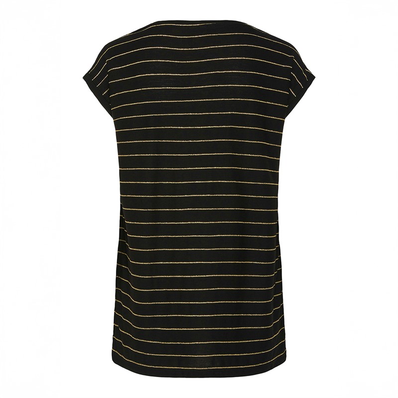 Pieces T-shirt Billo Lurex Femme Noir