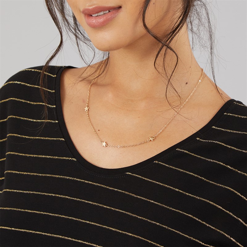 Pieces Womens Billo Lurex T-Shirt Black