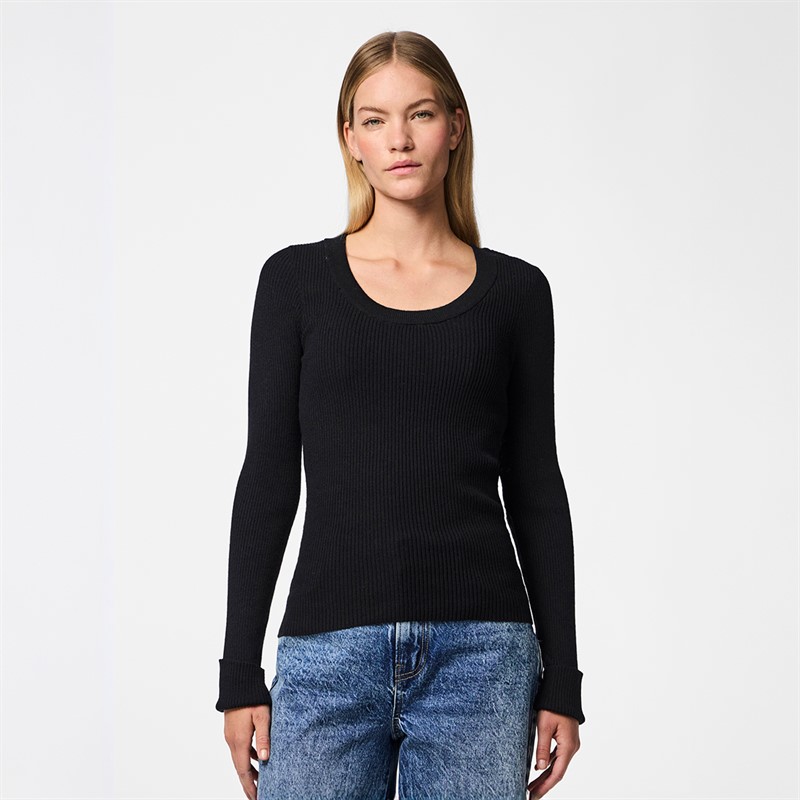 Pieces Mira dzianinowy top dla niej kolor Czarny