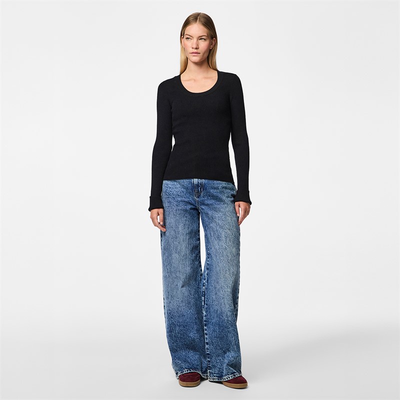 Pieces Mira dzianinowy top dla niej kolor Czarny