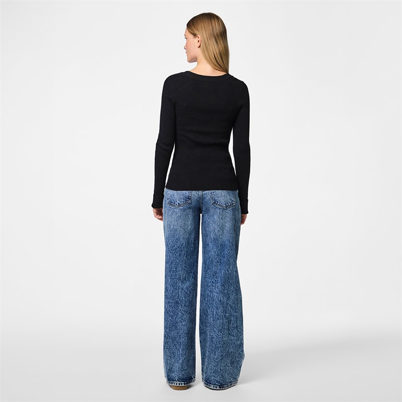 Pieces Mira dzianinowy top dla niej kolor Czarny