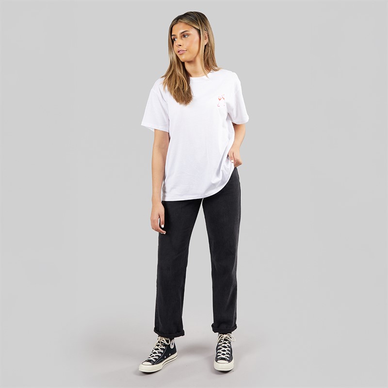 Pieces Damen Oversized Grafik T Shirt White Wine