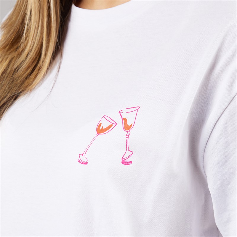 Pieces Damen Oversized Grafik T Shirt White Wine