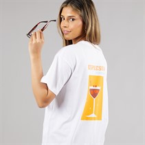 Pieces Damen Oversized Grafik T Shirt Weiß Espresso White Espresso