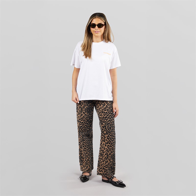 Pieces Damen Oversized Grafik T Shirt Weiß Espresso White Espresso