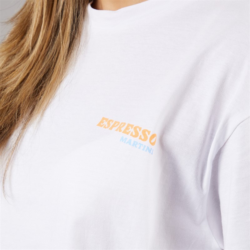 Pieces Damen Oversized Grafik T Shirt Weiß Espresso White Espresso