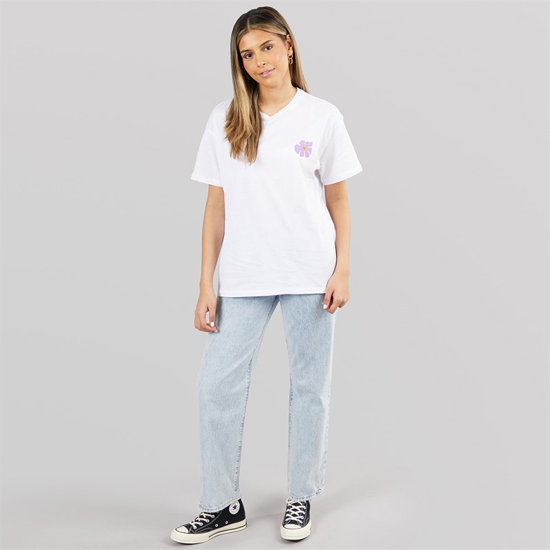 Pieces Damen Oversized Grafik T Shirt White Flower